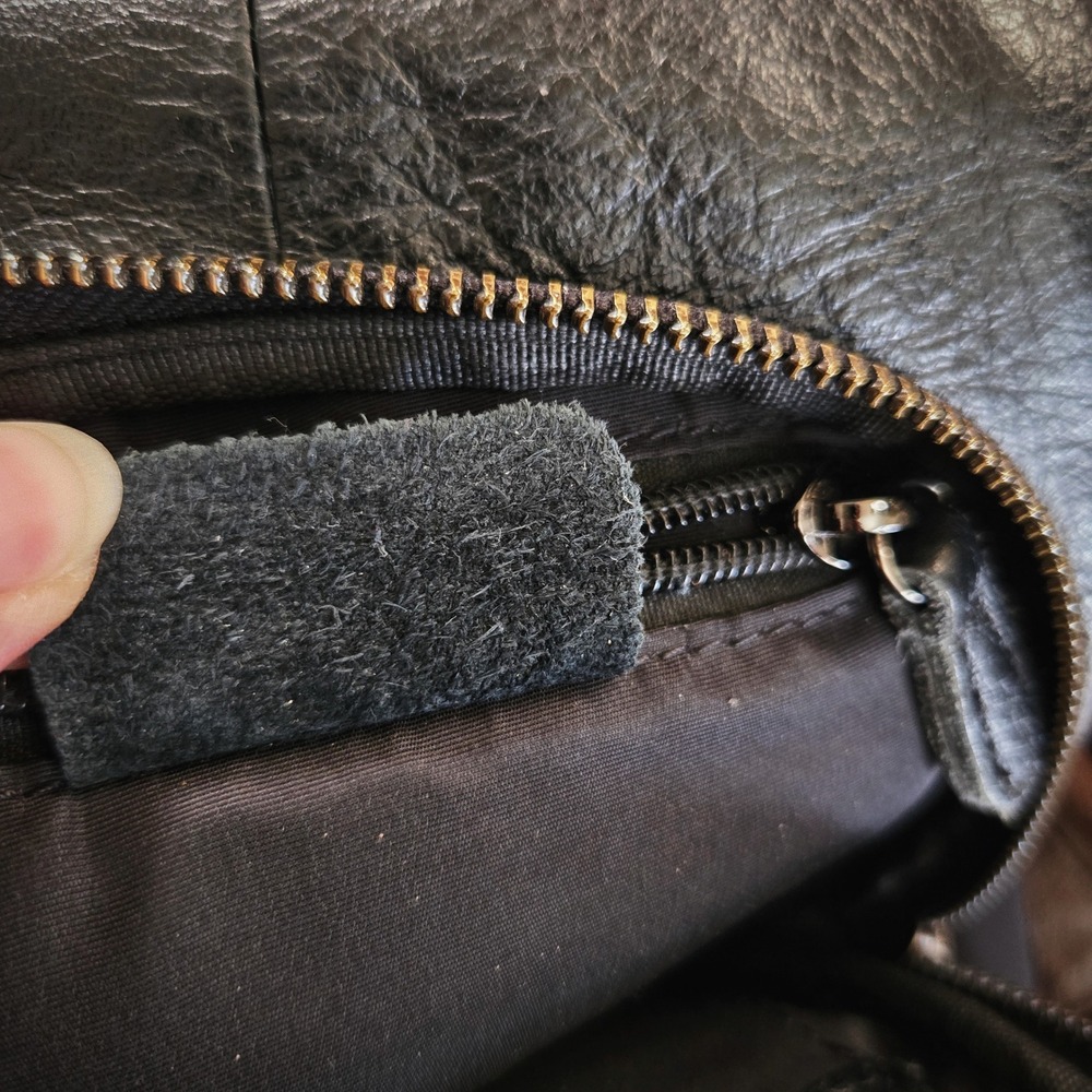Leather Sling Bag Black Crossbody Chest Pack Travel Shoulder Sling Backpack Mens - Picture 7 of 7